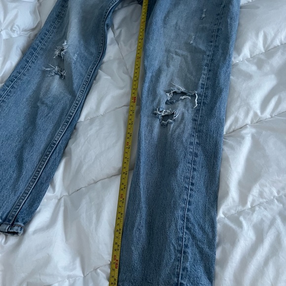 LEVIS 505C SLIM STRAIGHT distressed light wash revolve 25 mid rise crop - Picture 4 of 12